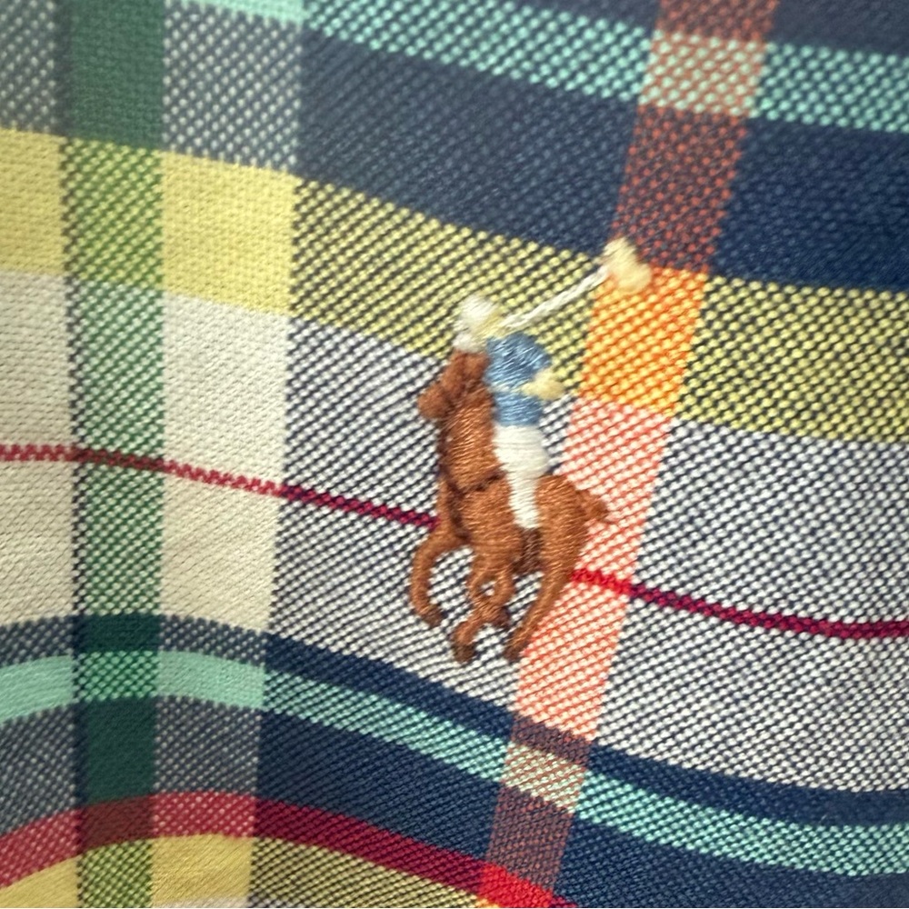 🧵 Ralph Lauren Plaid Button Down Shirt 3XB Colorful Cotton Short Sleeve 🧵 - Picture 4 of 8